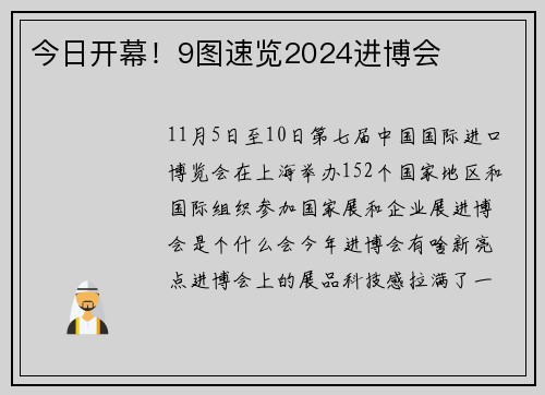 今日开幕！9图速览2024进博会