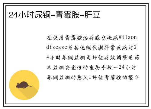 24小时尿铜-青霉胺-肝豆