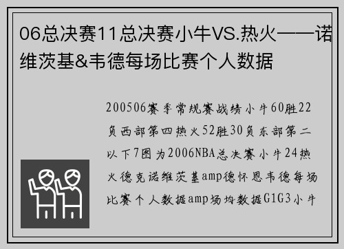 06总决赛11总决赛小牛VS.热火——诺维茨基&韦德每场比赛个人数据
