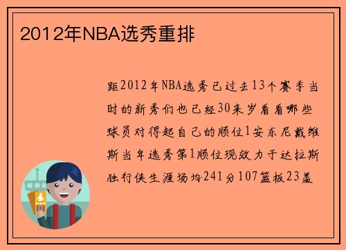 2012年NBA选秀重排